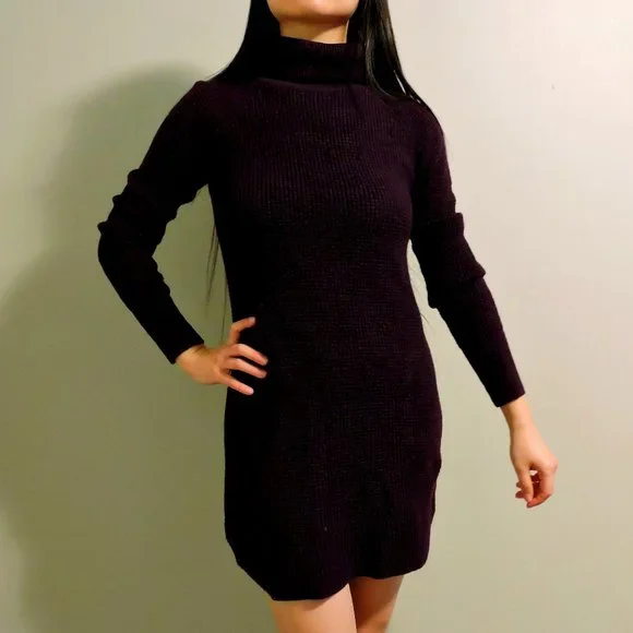 Purple turtleneck sweater dress online